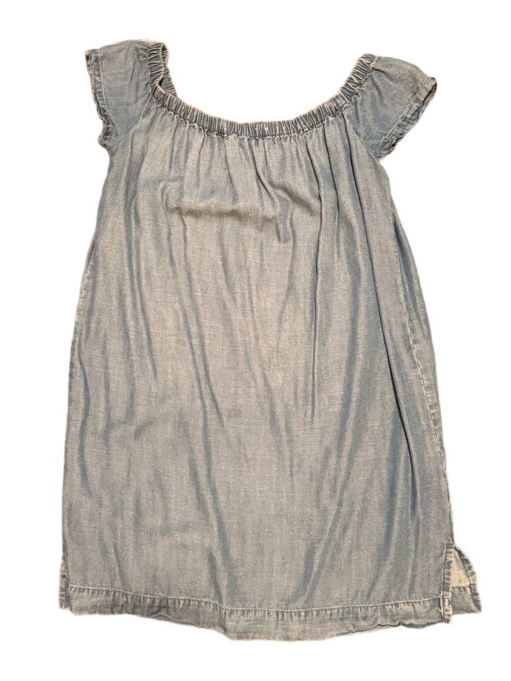 blue chambray Tencel mini dress Cloth & Stone, featuring off-the-shoulder S EUC